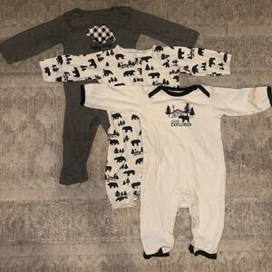 Lot of 3 Woodland Baby Rompers 18 Month Bear Cabin Little Explorer Outfit Set